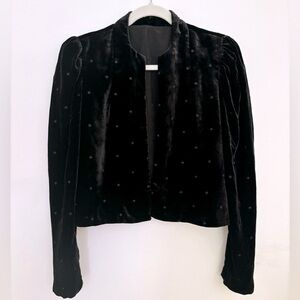 ULLA JOHNSON cropped velvet Orli black polka dot jacket blazer puff shoulder 6